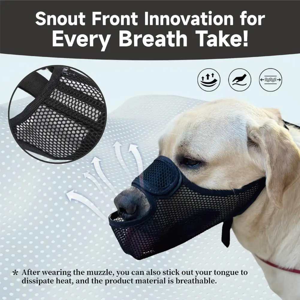 Adjustable Dog Muzzle Adjustable Breathable Dog Muzzle for Small Medium Dogs Soft Mesh Anti-biting Chewing Loop for Barking