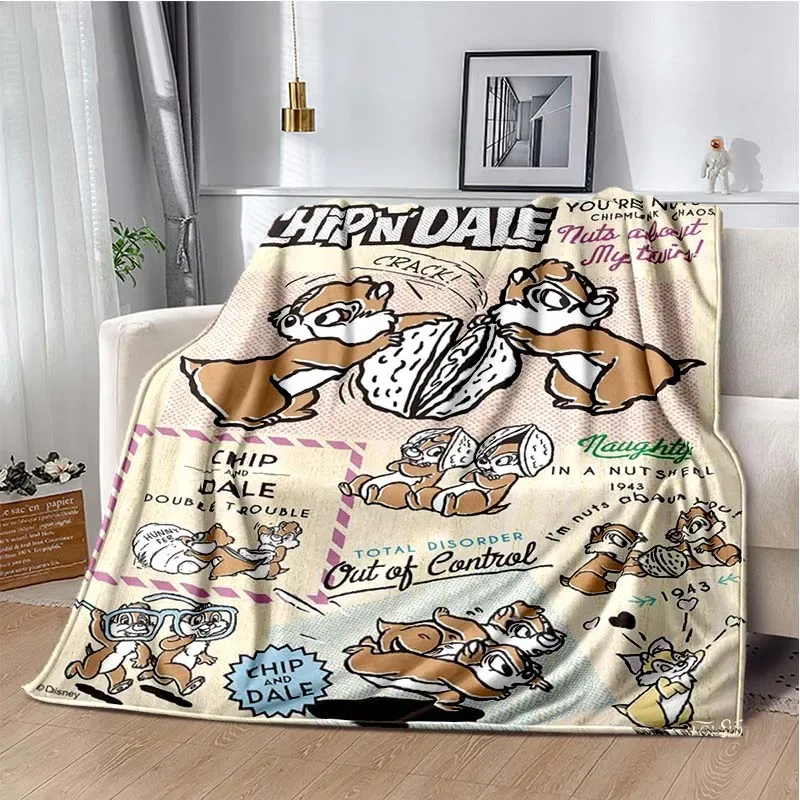 Disney Chip&Dale Cartoon Anime kawai Blanket for Super Soft Cute Blanket for Travel Bedding Couch Sofa Bed Blanket Birthday Gift