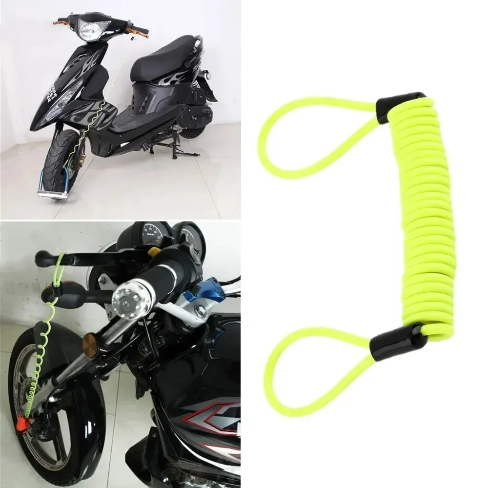 1.2M Yellow Anti-Theft Disc Lock with Rope Alarm Spring Cable Security Reminder for Motorcycle view 2
