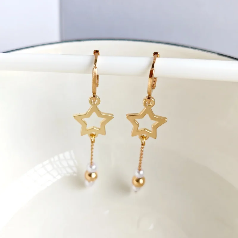 Stylish and Elegant Copper Micro-set Fringe Star Earrings for Women