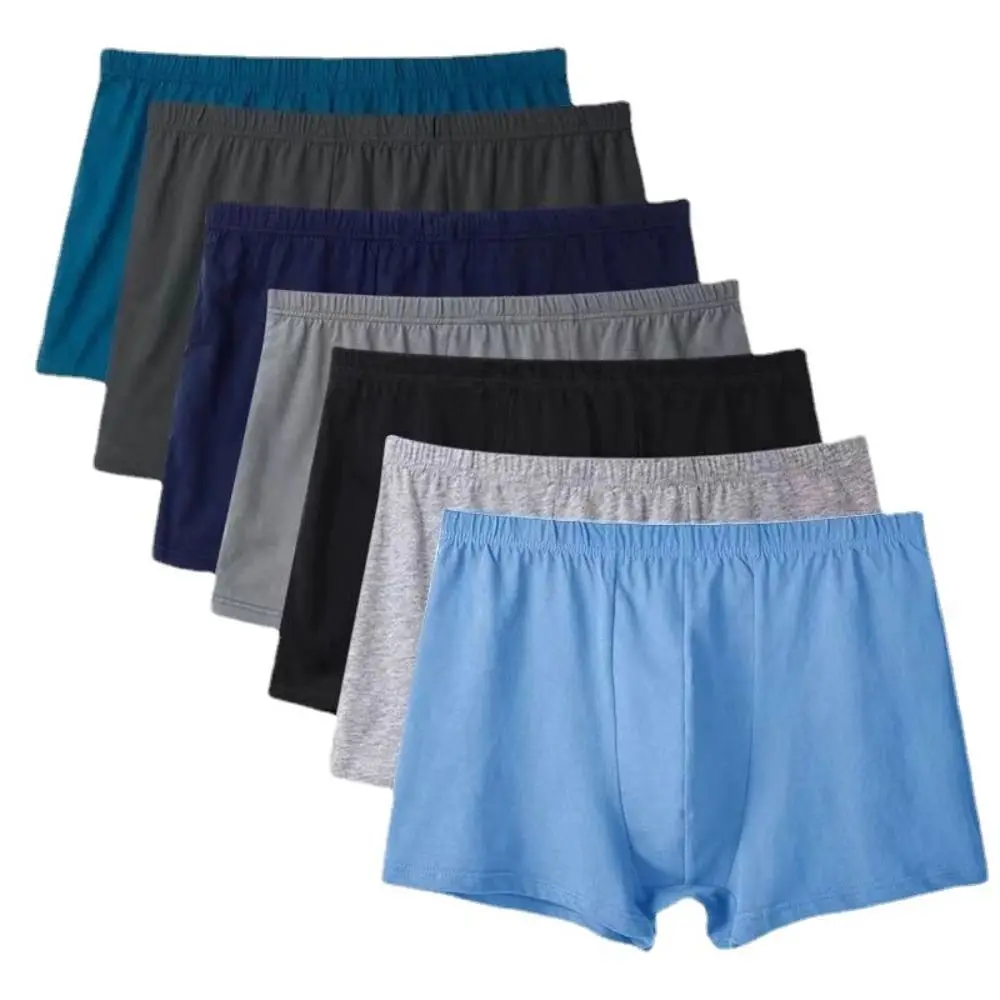 5PCS Breathable Loose Cotton Boxer Briefs Mid Waist Panties Underwear for Men Simple Lingerie Shorts Underpants Daily