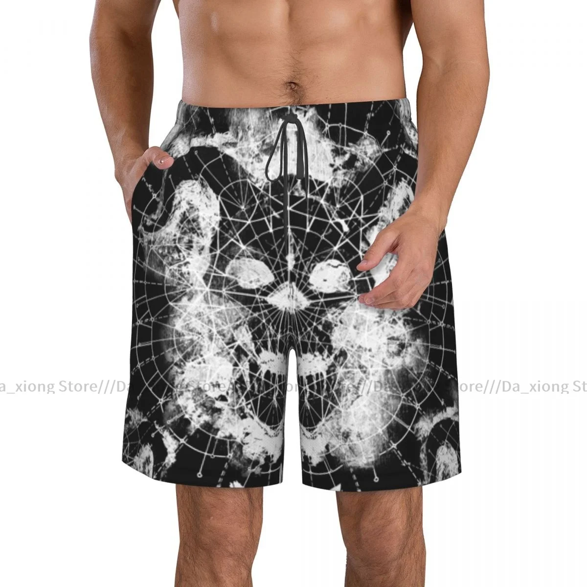 Evil Demon Skull And Pentagram Quick Dry Swimming Shorts For Men Swimwear Swimsuit Trunk Bathing Beach Wear