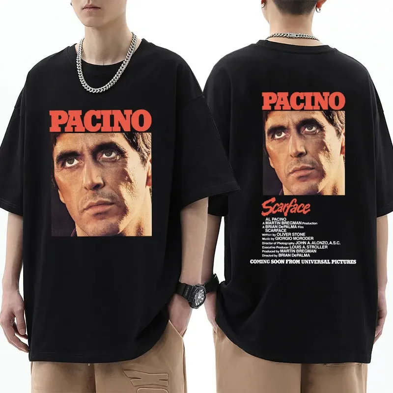 Movie Scarface Tony Montana Poster Print T-shirt Fashion Vintage Punk Hip Hop T-Shirts Men Women Oversized T Shirts Streetwear