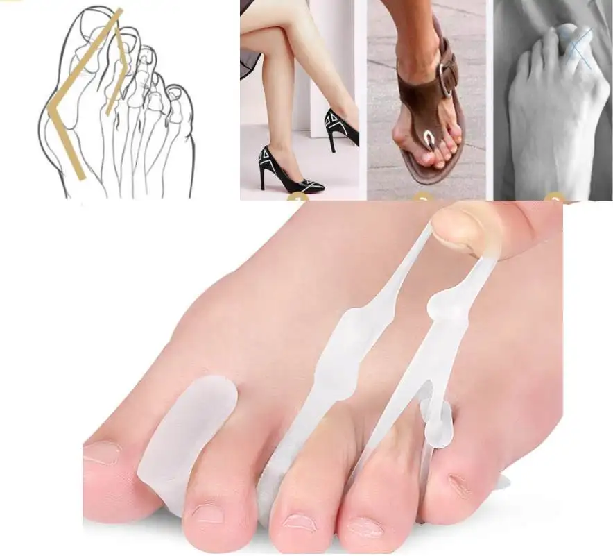 1/60Pairs Silicone Finger Spacers Protector Gel Straightener Pain Relief Toe Correctors Three-Hole Toe Bunion Foot Care Tools