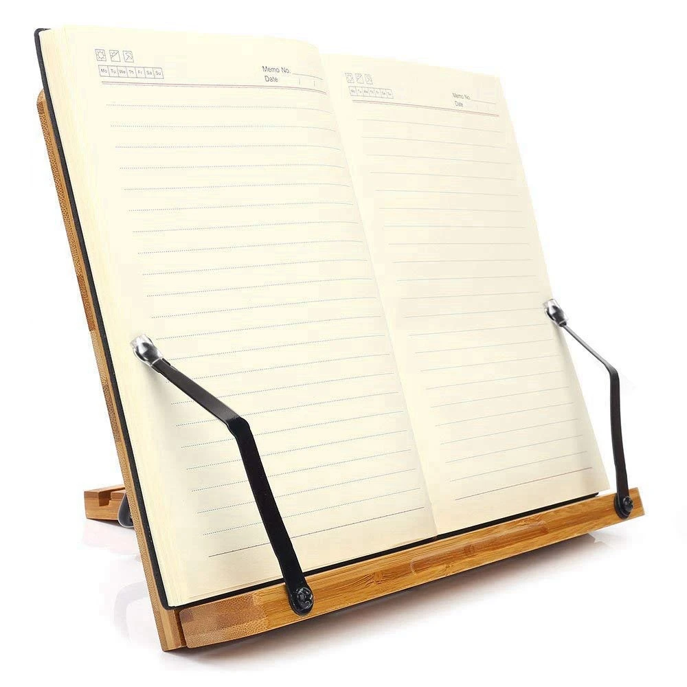 QWE-Adjustable Book Holder Tray And Page Paper Clips-Cookbook Reading Desk Portable Sturdy Lightweight Bookstand-Textbooks Book