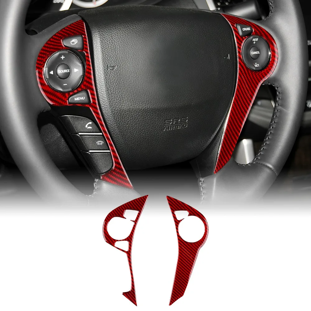 

LHD Carbon Fiber Car Steering Wheel Button Frame Sticker For Honda Accord 2013 2014 2015 2016 2017 Interior Trim Accessories