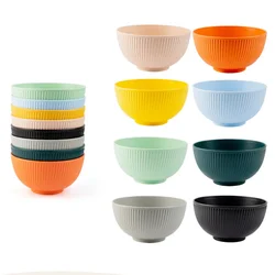 4Pcs Kitchen Tableware Wheat Straw Bowl Food Grade Wheat Rice Bowl Tableware Food Container Dessert Salad Rice Bowl Sets