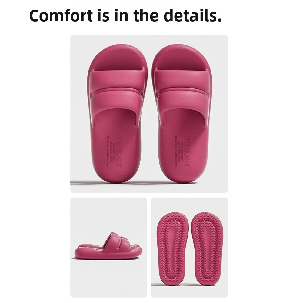 Pure Color Air Cushion Slippers EVA Soft Damping and Rebound Anti-slip Slippers Durable Women Slippers for Indoor and Outdoor