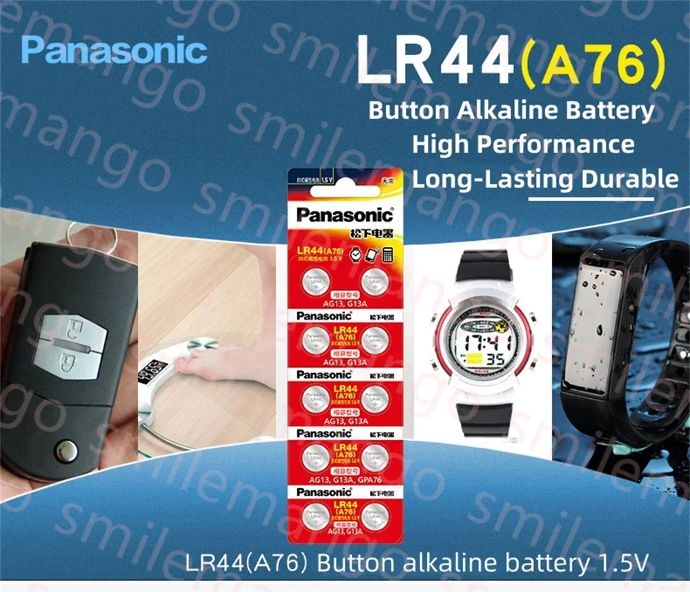 Oryginalny Panasonic AG13 LR44 A76 357 357A LR1154 SR1154 SR44 1.55V Do Zegarka Kalkulatora Kluczyka Samochodowego Zegara Zdalnego Przycisku Ogniwo Monety — zdjęcie produktu 6