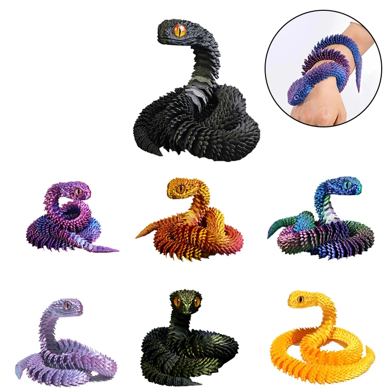 3D Printed Snake Ornament Snake Figurine Movable Craft Executive Desk Toy Home Office Decor Trick Up Spoof Snake Gift Accessorie