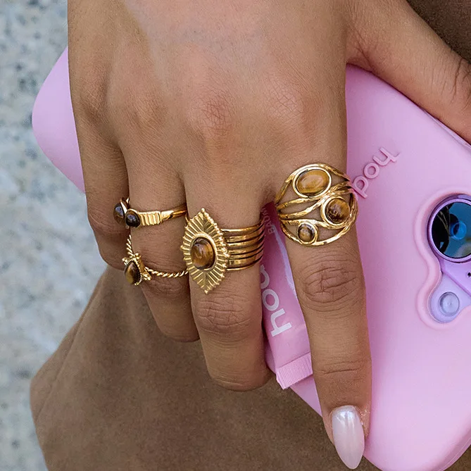 

Европейские и американские модные забавные стильные кольца из нержавеющей стали из 18-каратного золота с кристаллами, винтажное открытое стальное кольцо для женщин, подарок