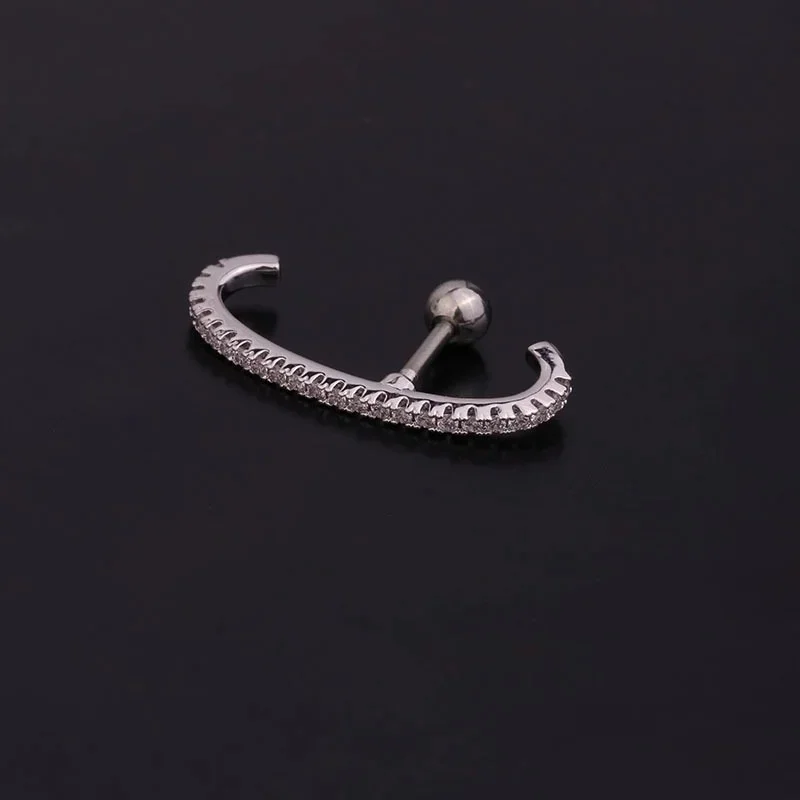 16G CZ Cartilage Stud Simple Tragus Earring Conch Flat Back Dainty Piercing