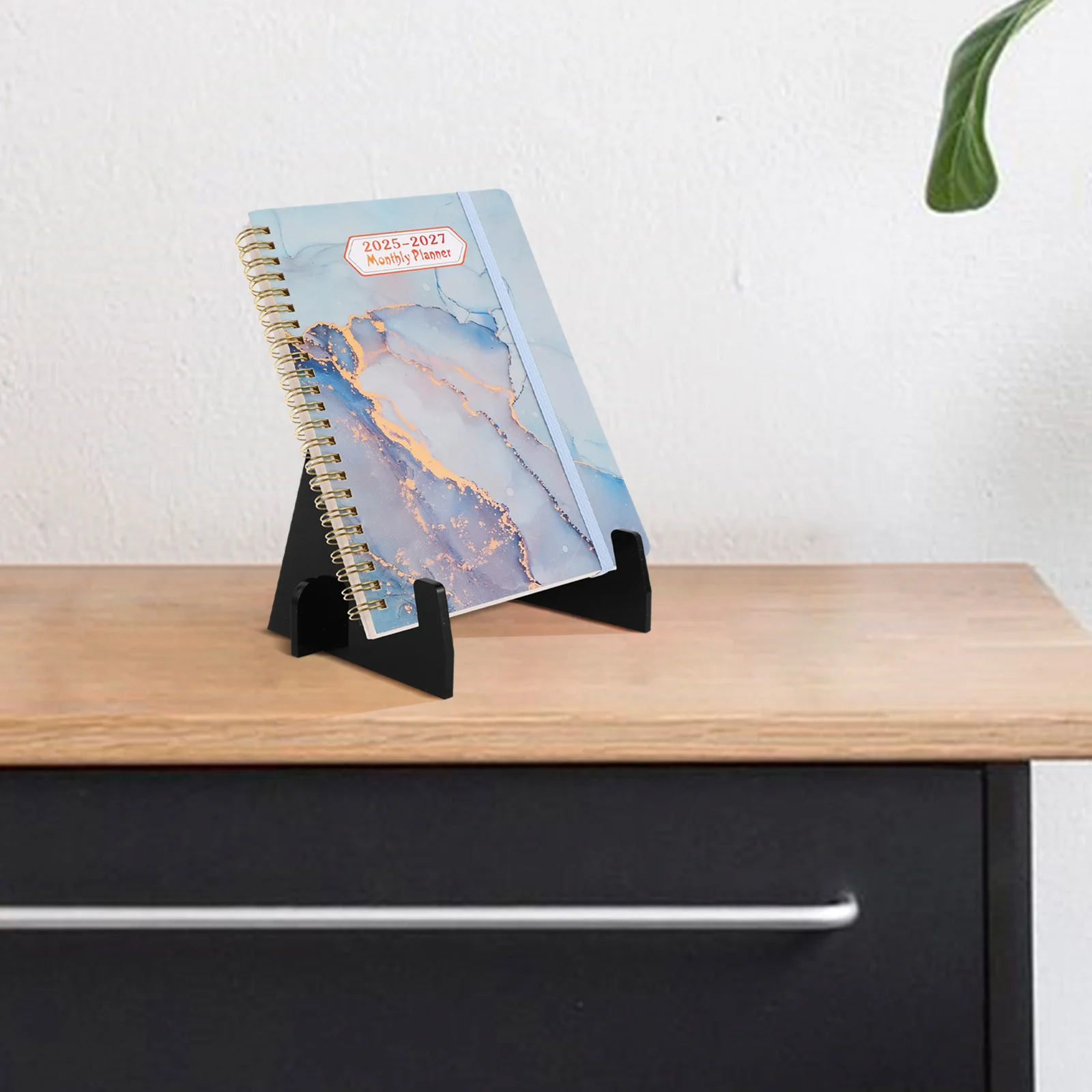 

Black Acrylic Desktop Book Stand Waterproof Minimalist Book Display Holder for Kitchen Office Cookbooks Albums Postcards