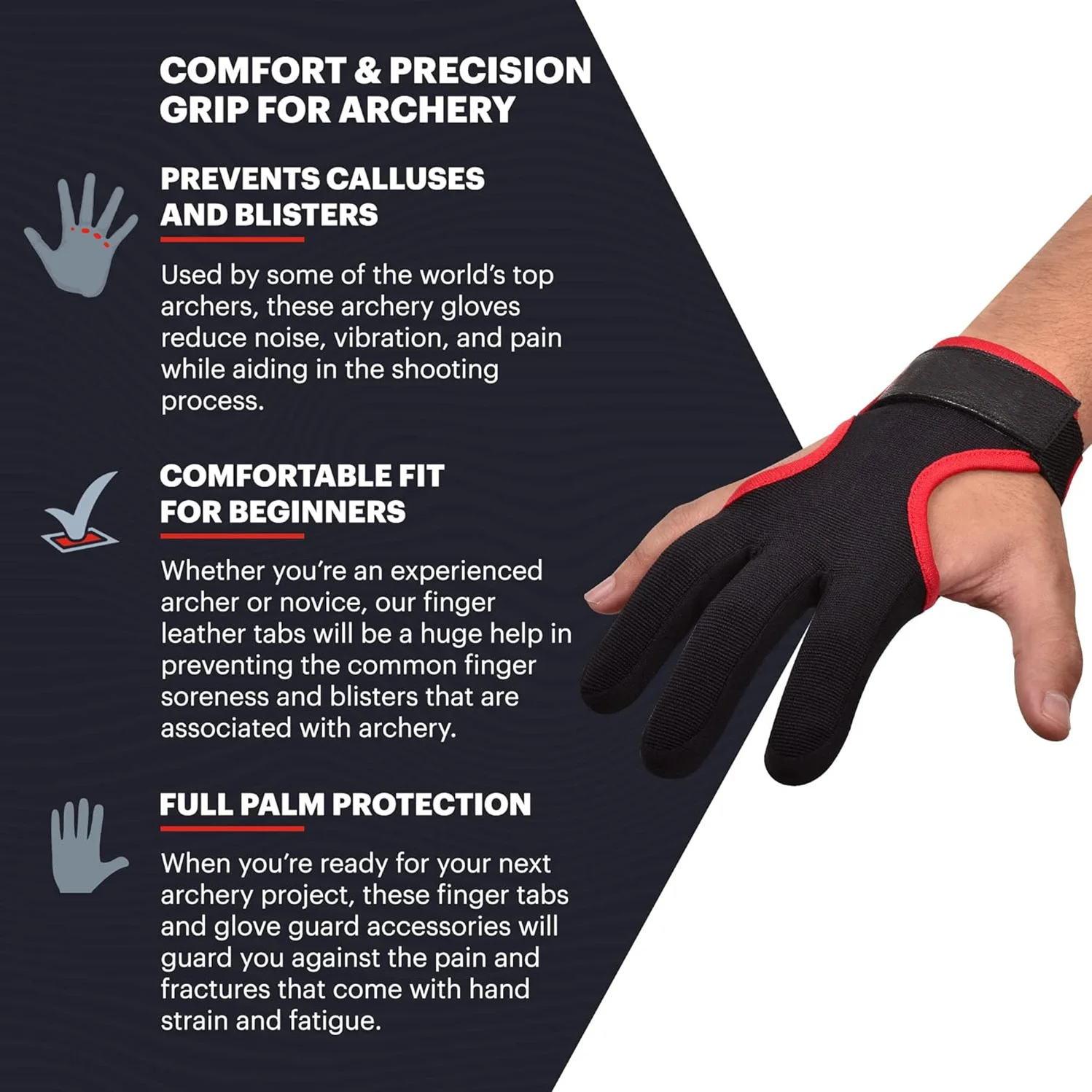1PCS Bogenschießen 3 Finger Handschuh Gym Einstellbare Hand Schutzfolie Nylon Atmungsaktive Outdoor Bogenschießen Schießen Handschuh Sport Zubehör – Detail 8