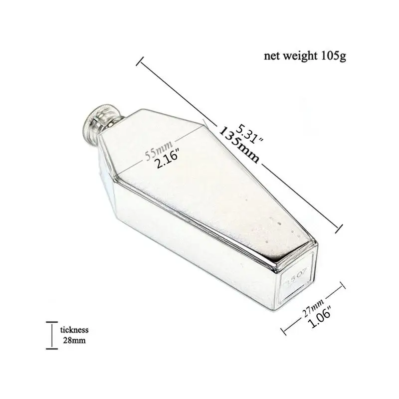 Mini Hip Flask 100ML Personalized Coffin Shape Stainless Steel Portable Travel Wine Pot Bar Gift for Men