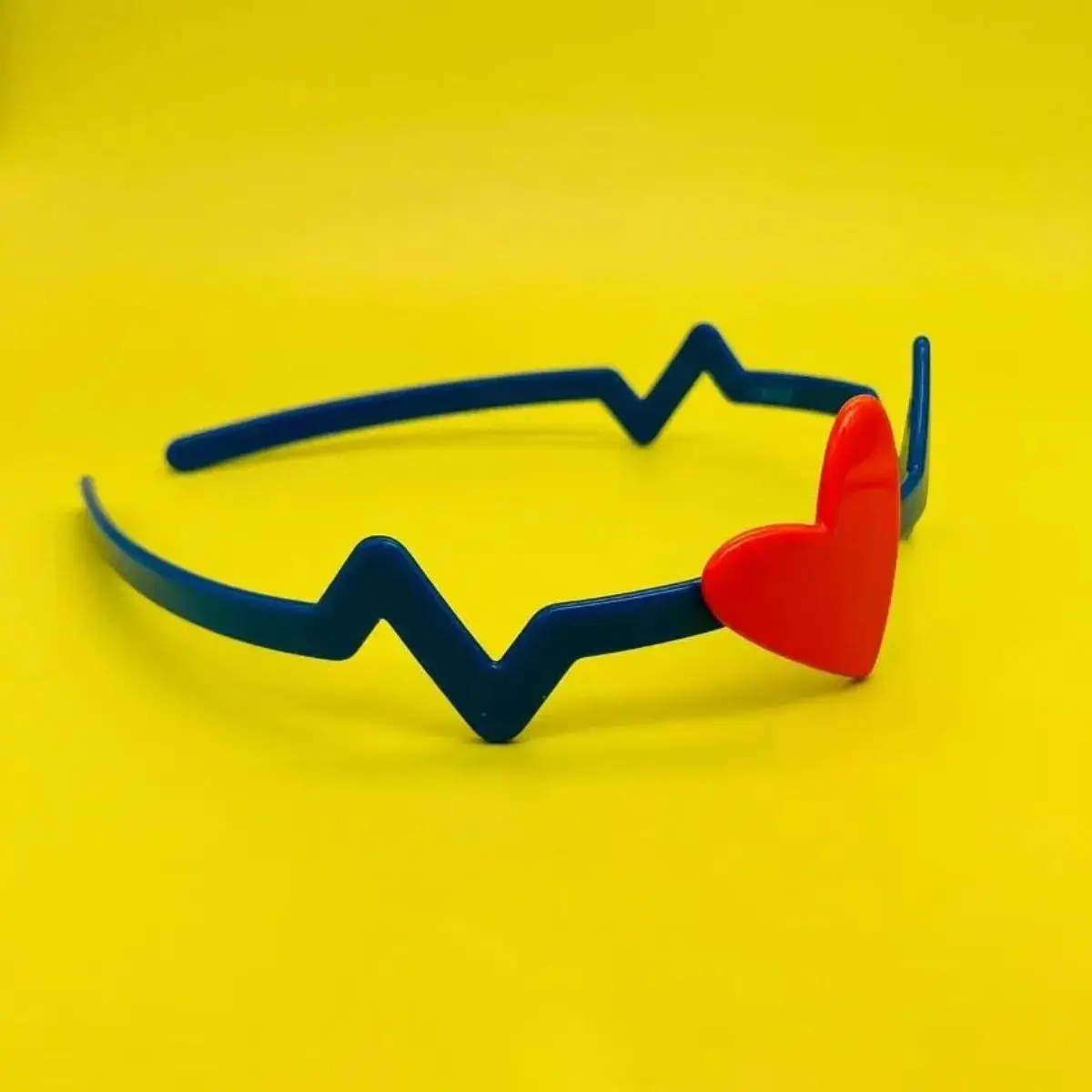 

Electrocardiogram Headband | Red Heart on Navy Blue ECG Pattern, Original High-Saturation Acetate Headband, Colorful Accessories