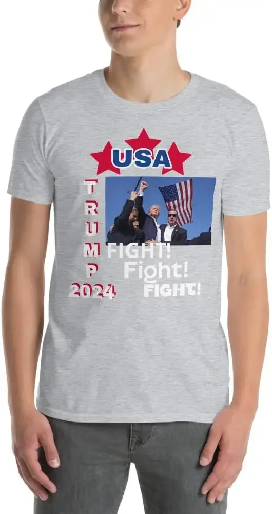 2024 - Donald Trump Fight  Fist Short-Sleeve Unisex T-Shirt High Quality Cotton O-neck Factory Delivery All-match Hot Sale