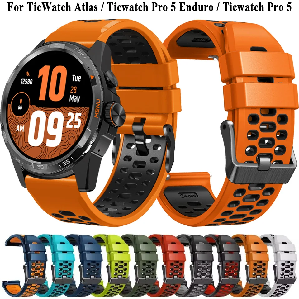 حزام ساعة سيليكون لـ TicWatch Pro أطلس الفرقة سوار معصمه لـ TicWatch Pro 5 / لـ TicWatch Pro 5 إندورو حزام الساعات