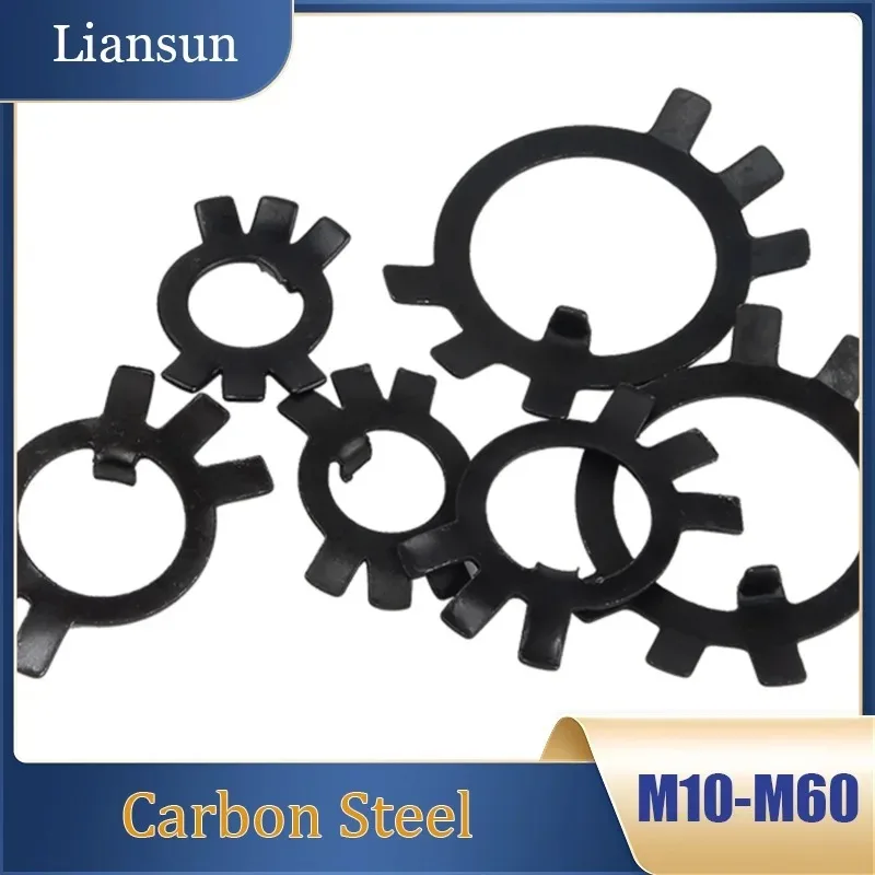 

Lock Washer GB858 Black Carbon Steel Lock Washer M10 M12 M14 M16 M18 M20 M22 M24-M60 Retaining Stop Washer For Slotted Round Nut