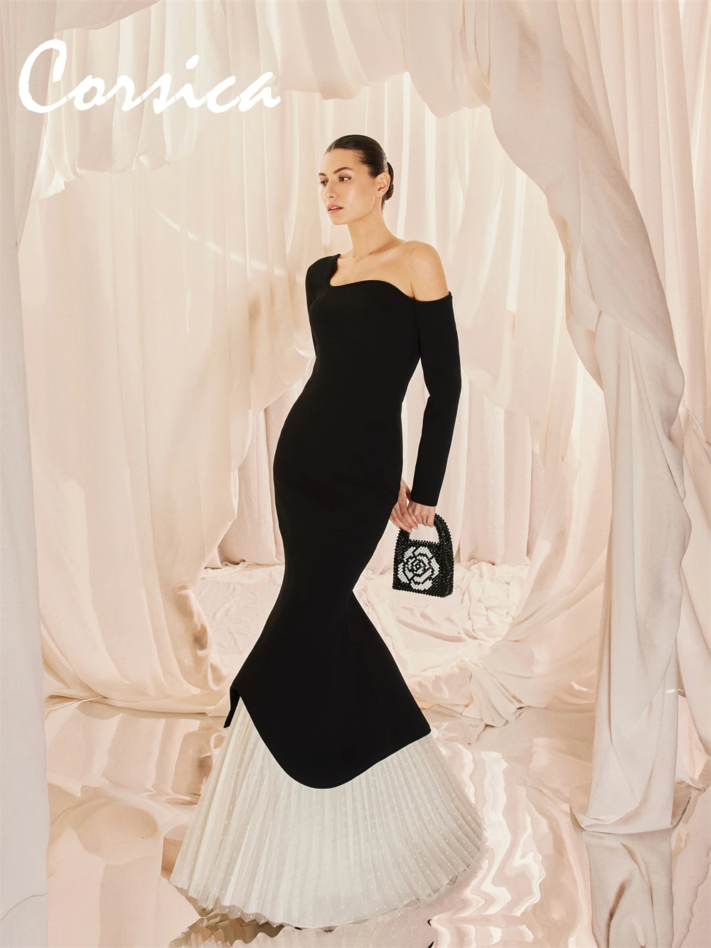 

Customized Mermaid Simple Black Jersey Evening Dress Classic One Shoulder Long Sleeves Homecoming Dresses Vestido De Festa