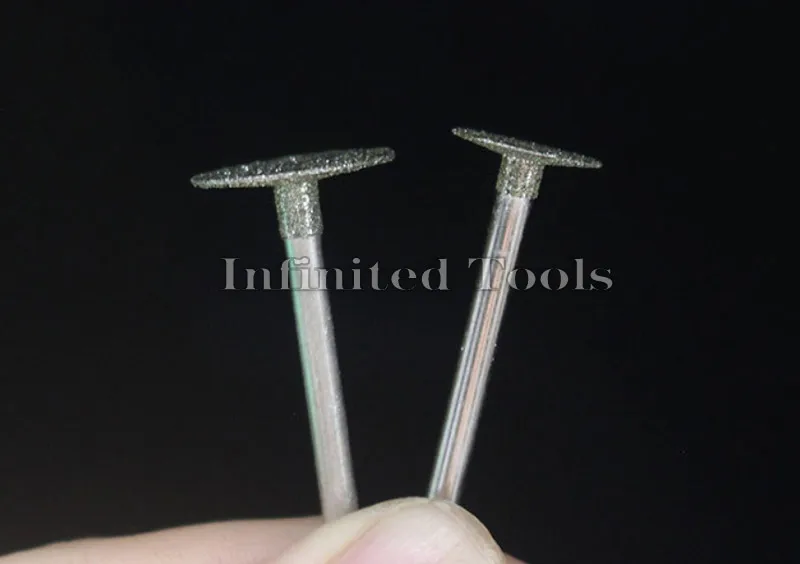 6PCS 2.35mm Shank Grinding Bit Ultra-Thin T Head Diamond Mounted Point Stone Jade Carve Polish Engrave Tool 0.5mm-8mm