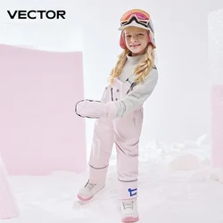 VECTOR Children's Cotton Ski Overalls for Boys and Girls Windproof Waterproof Warm Snow Trousers Winter Ski Snowboarding Pants