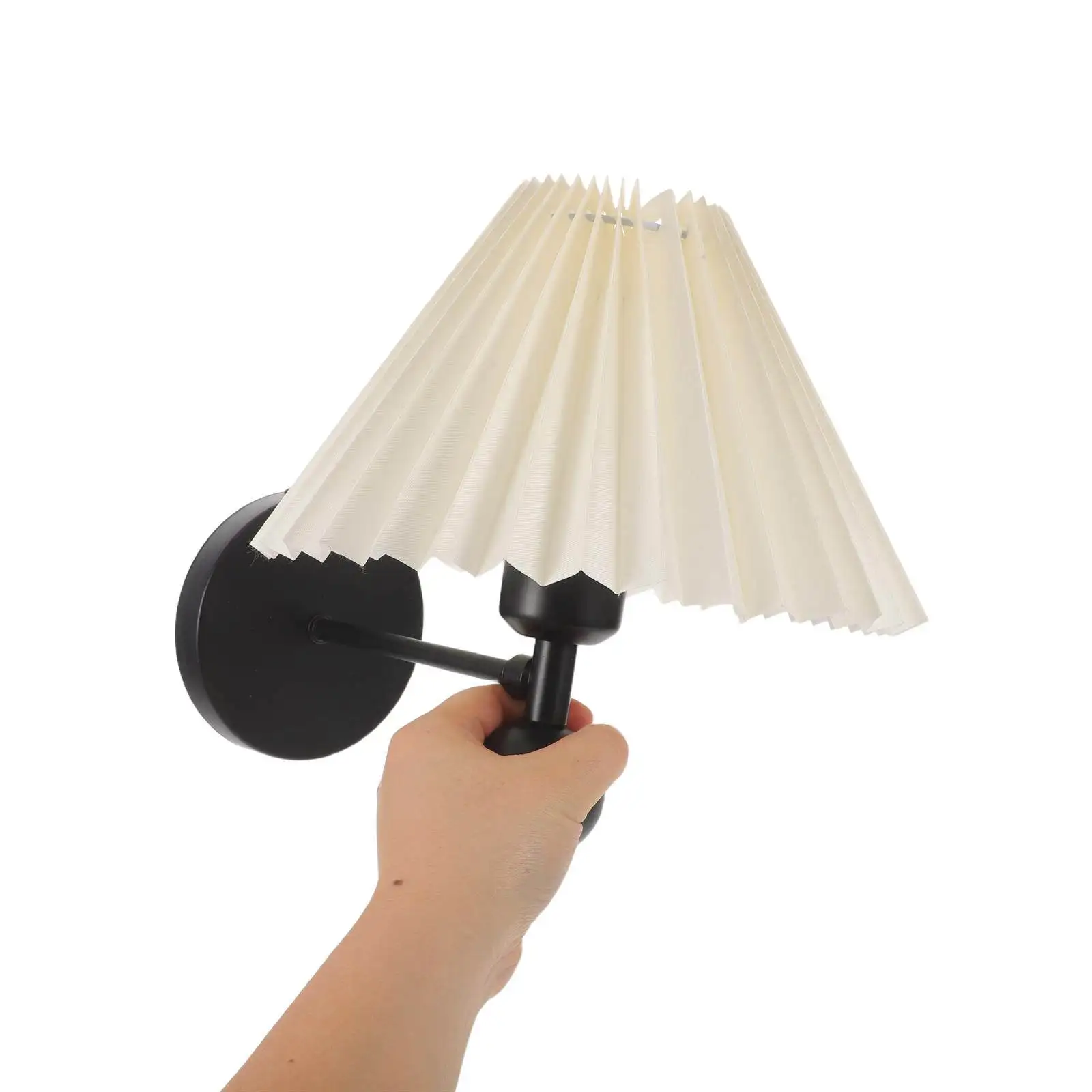 

Vintage Wall Sconce E27 Wall Light Fixture with Pleated Fabric Shade for Bedroom Living Room Hallway Decor Retro Indoor Sconce