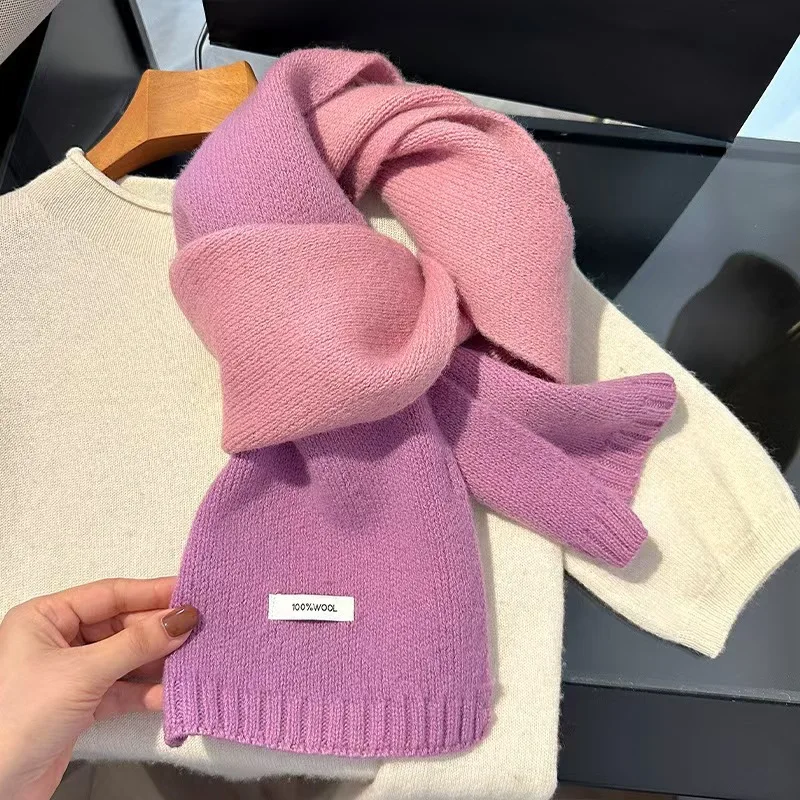 Gradually change knitted scarf women's winter thickened warm neck 100% small scarf