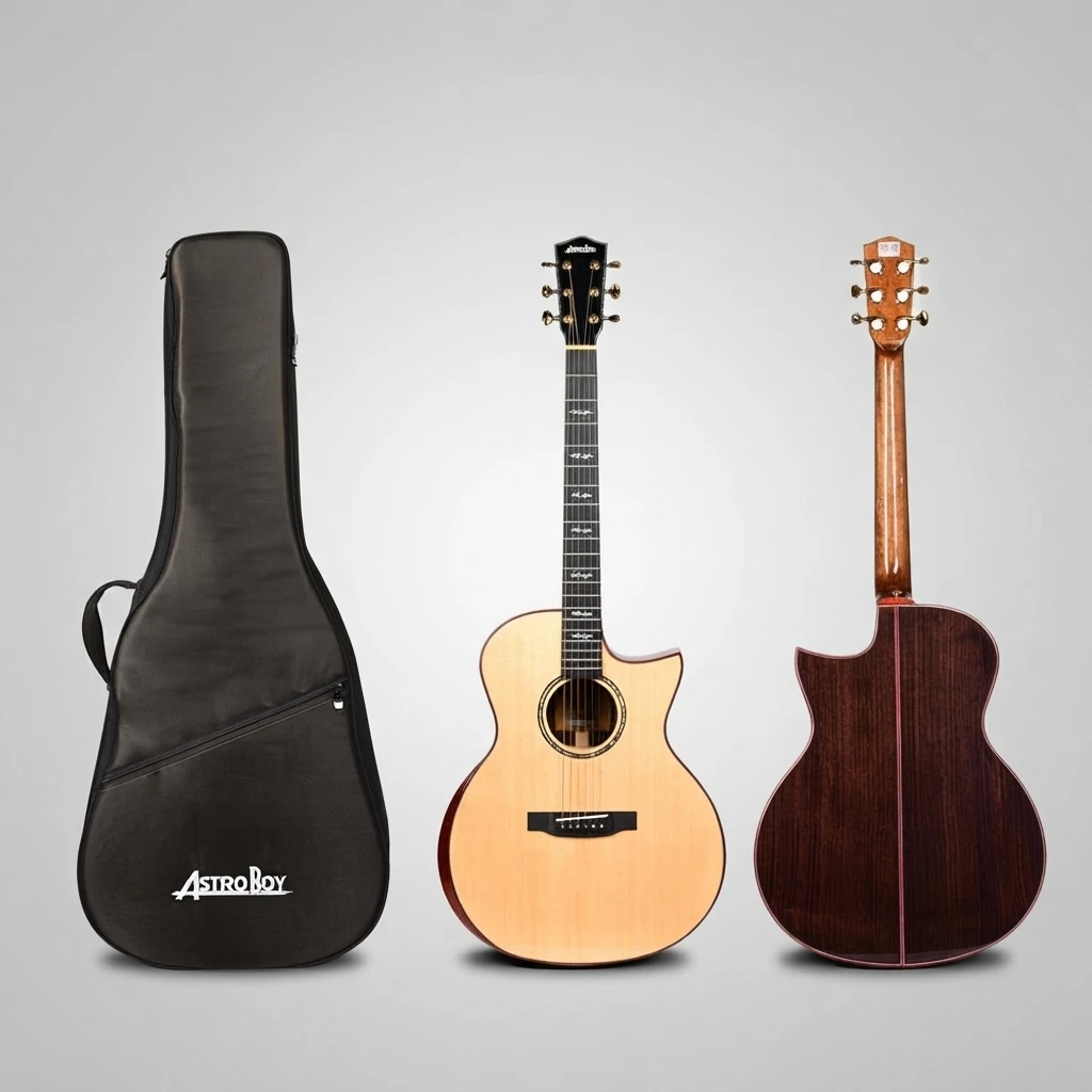 Natural Top Dark Back GA Cutaway Guitar, Gold Tuners, Red Center Stripe, Shell Binding, 6 Strings for Beginners Daily Practice