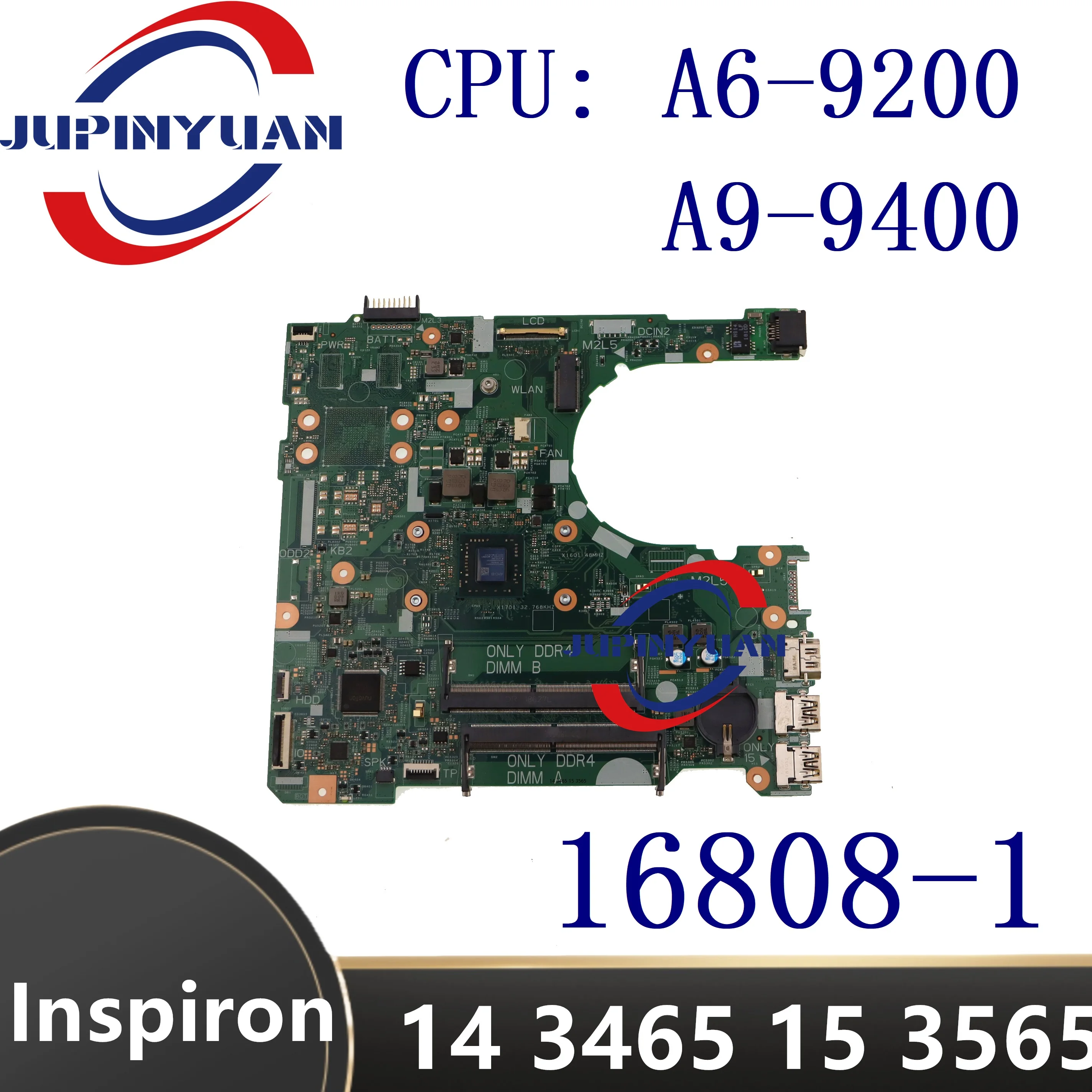 16808-1 Mainboard For DELL Inspiron 14 3465 15 3565 Laptop Motherboard CN-0NV2JC NV2JC 0NV2JC CN-0H9JPV 0H9JPV H9JPV