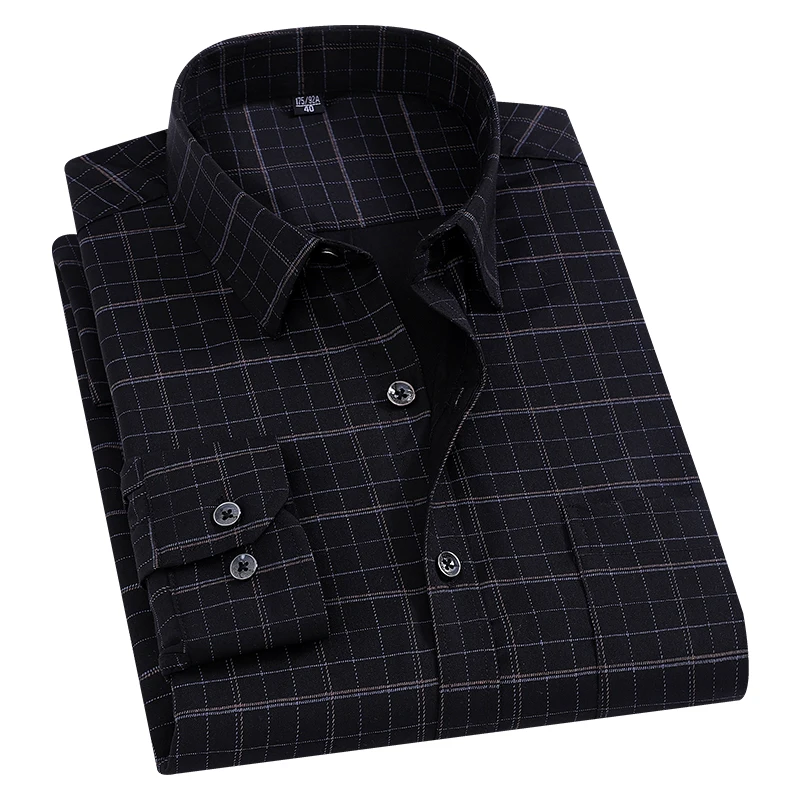 2025 الرجال منقوشة قميص طويل الأكمام الأعمال عادية مكتب العمل الراحة صالح الكلاسيكية منقوشة قمصان ربيع الخريف حجم كبير S-7XL #3