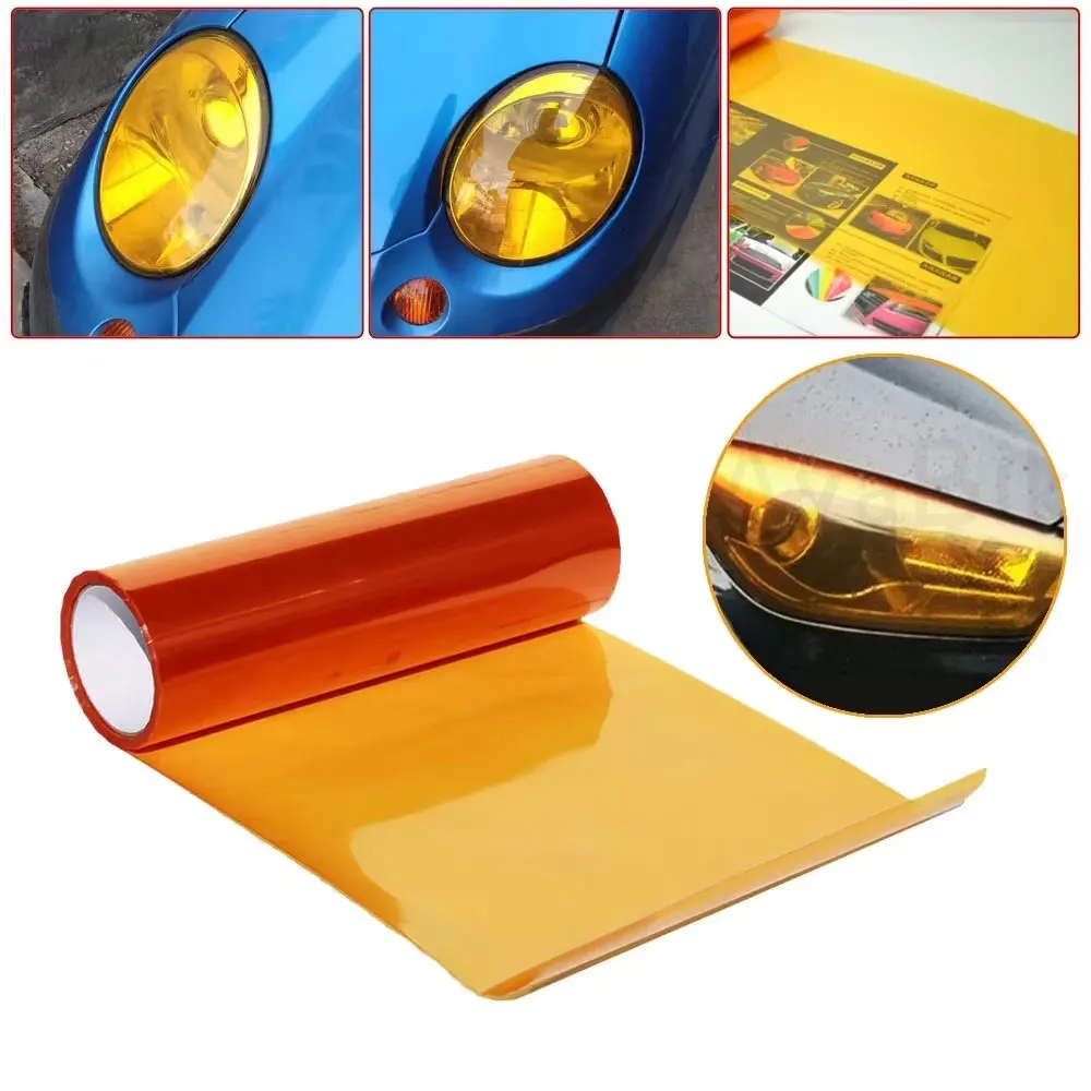 

Orange Car Headlights Protective Film PVC Vinyl Film Yellow Auto Motorcycle Headlight Taillight Tint Wrap Sheet Sticker