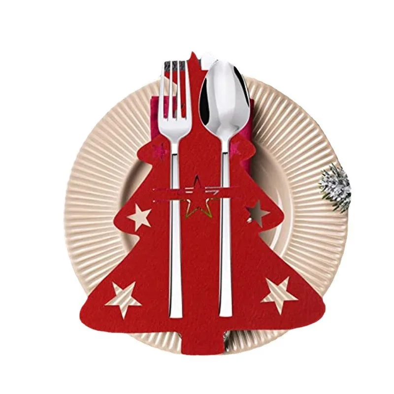 Personalized Xmas Tree Cutlery Set Plating Dining Table Decor