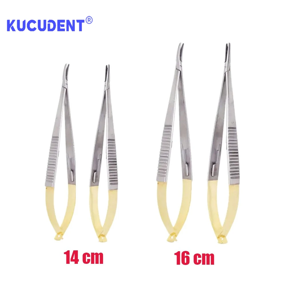 1 szt. Uchwyt na igły Castroviejo dentystyczny 14/16 cm - Prosty/Zagięty Grot do chirurgii ortodontycznej, implantologii i zabiegów szycia — zdjęcie 6