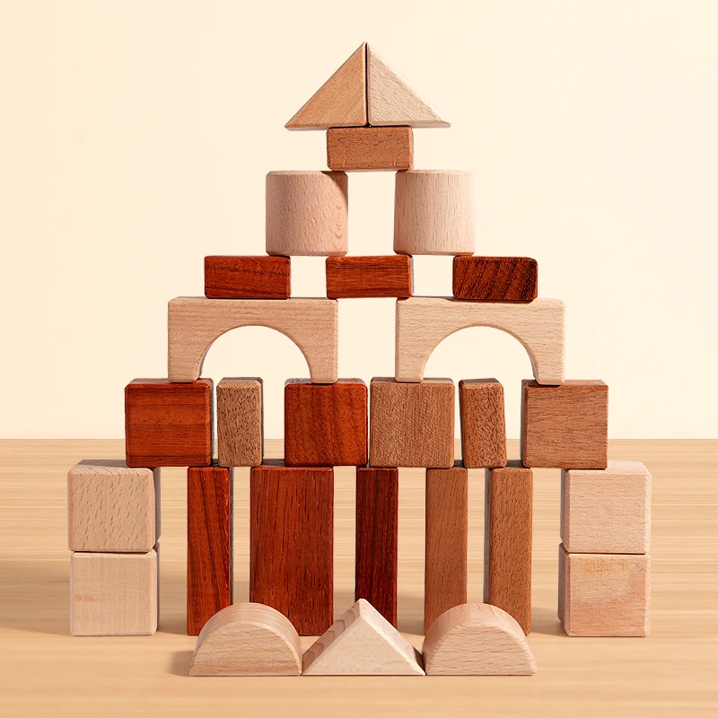 

Solid Wood Large Particle Building Block Set Children's Educational DIY Building Blocks Space Thinking Hands-On Ability