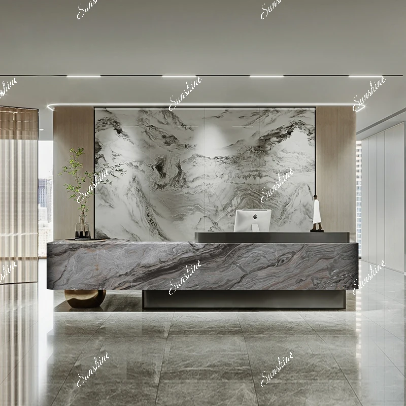 

Company reception desk stainless steel splicing high-end hotel lobby cashier table