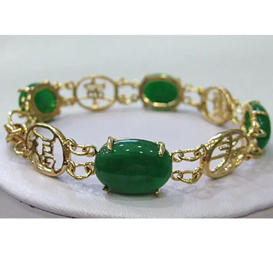 

Fine jewelry 12X16MM Bead Green Jade Bracelet