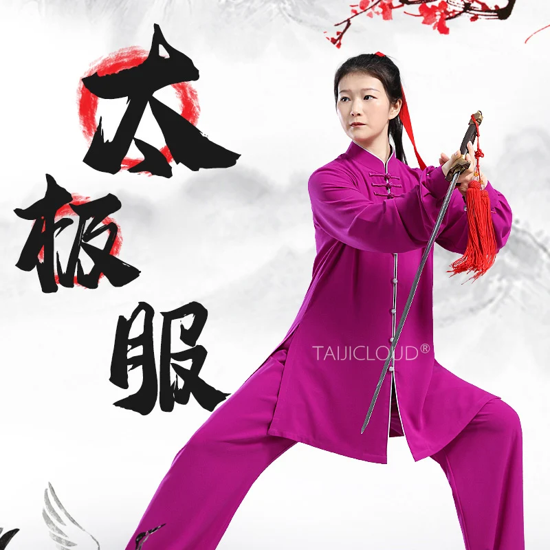 Stretch Cotton Mid-Length Tai Chi Suit for Women and Men, Long Sleeves, Tai Chi Performance, Martial Arts Uniforms