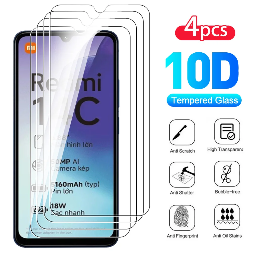 4PCS 9H Tempered Glass Case For Xiaomi Redmi 14C Screen Protector Protective Glass On Readmi 14C 14 C C14 Redmi14C 4G 2024 Films