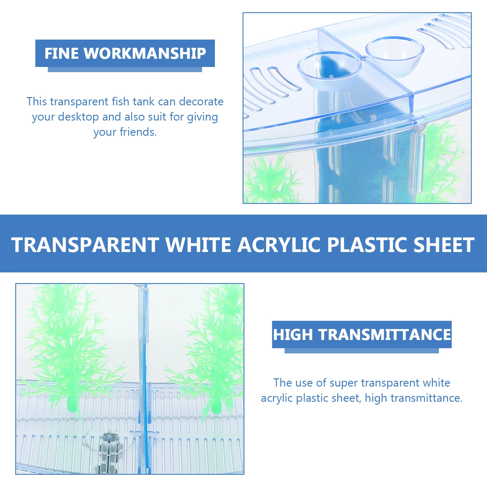 

1Set Acrylic Transparent Goldfish Container Small Fish Tank Creative Fish Breeding Tank Desktop Aquarium Decor Home Flower Plant