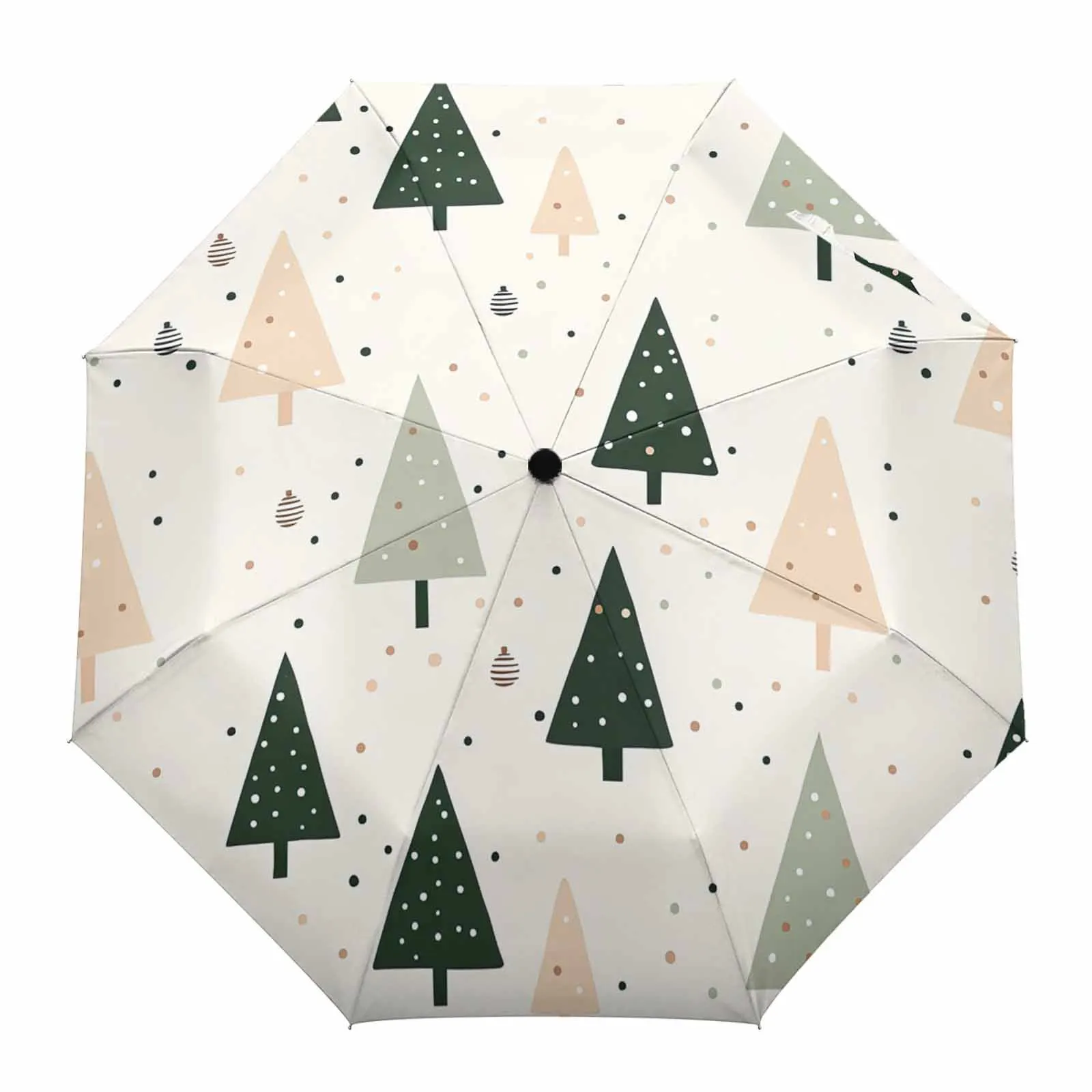 Christmas Tree Polka Dot Hand Drawn Flower Automatic Umbrella for Rain Foldable Parasol Umbrella Eight strand Outdoor Umbrellas