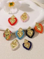New high appearance level fashion alloy rice bead woven metal Love pendant ladies color DIY earrings necklace jewelry accessorie