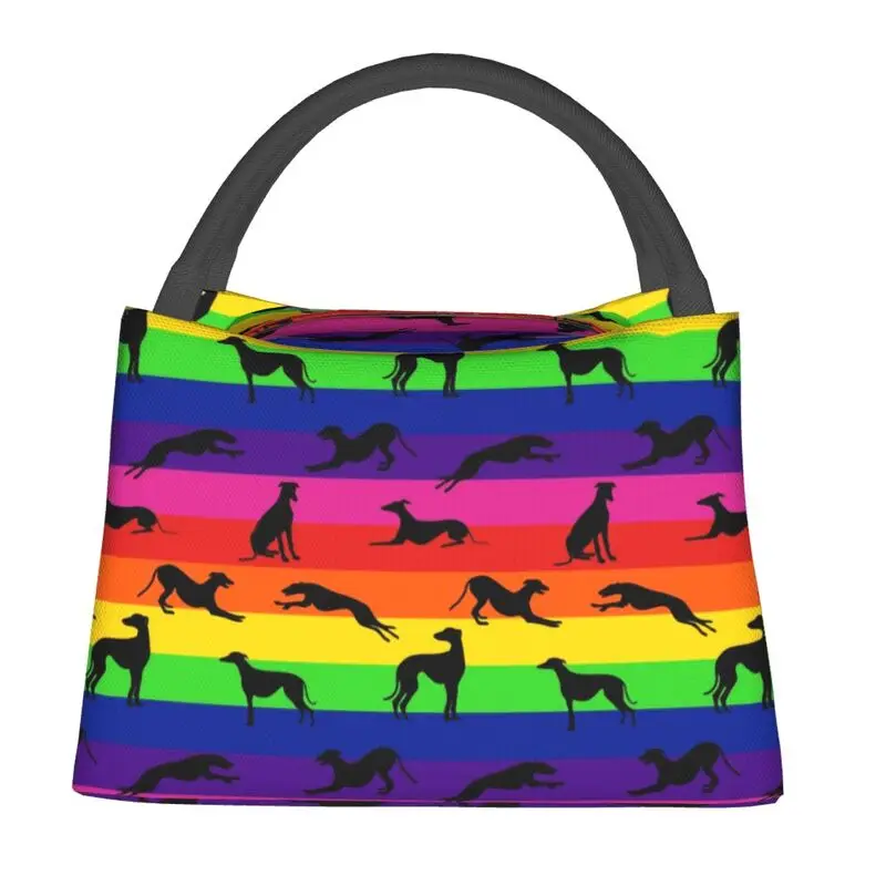 Custom Greyt Greyhound Rainbow Lunch Bags Women Cooler Warm Insulated Lunch Boxes for Work Pinic or Travel