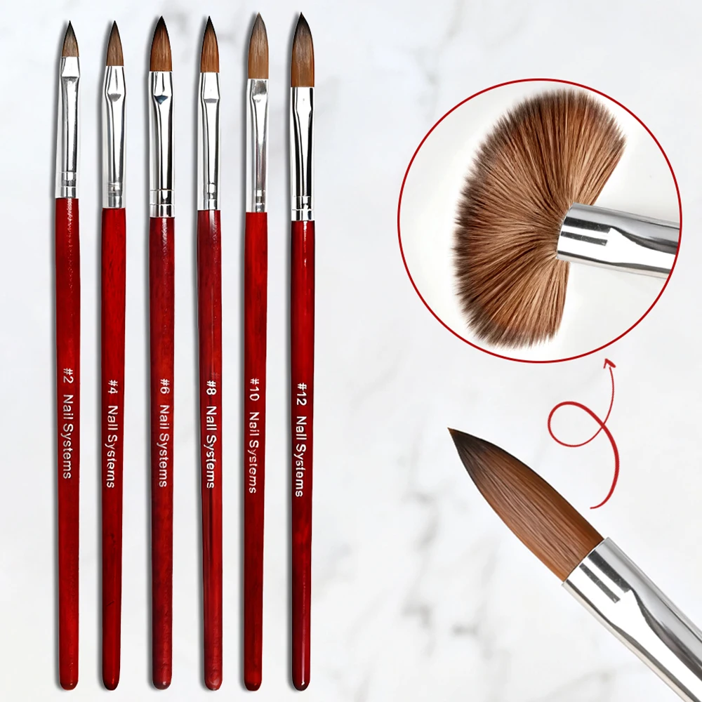 6 ขนาด 6-12 #   แปรงเพ้นท์เล็บอะคริลิค แปรงเจลยูวี ปากกาแกะสลัก ด้ามไม้ แปรงทำเล็บ แปรงสำหรับทาสีและผง DIY อุปกรณ์วาดลายเล็บ