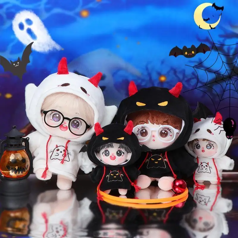 Handmade 1pc 10cm/20cm Demon Ghost Sweater Hoodie No Attributes White Black Doll Clothes Kawaii Cos Suit No Doll