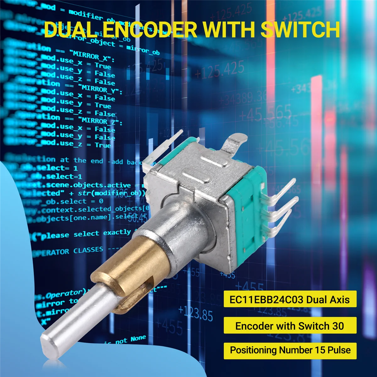 5PCS EC11EBB24C03 Dual Axis Encoder with Switch 30 Positioning Number 15 Pulse Point Handle 25mm SSQ