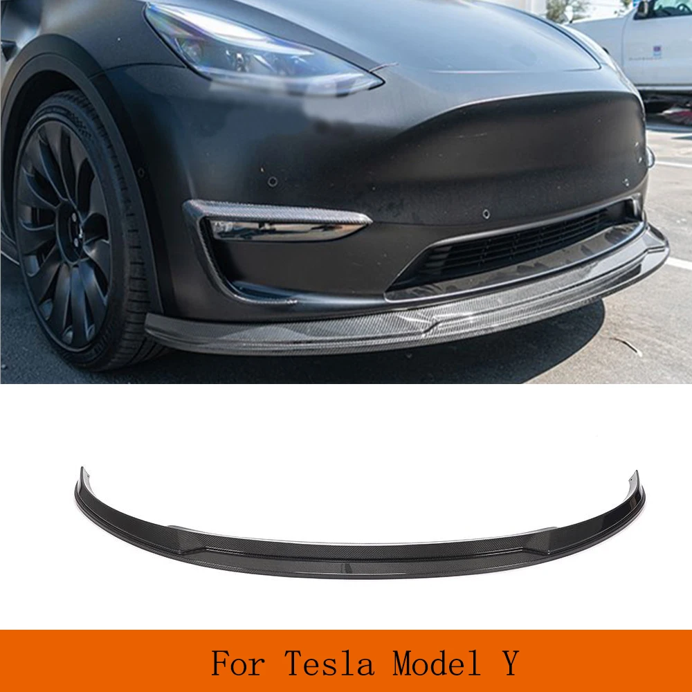 

Carbon Fiber Car Front Bumper Lip Spoiler For Tesla Model Y Sport Utility 4-Door 2019-2021 Racing Front Body Kits Chin Protector