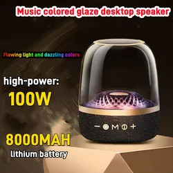 Bluetooth Speaker 100W High Power Subwoofer Full Screen Transparent Harman 4th 9D Surround Sound Column TWS BOOMBOX Caixa De So