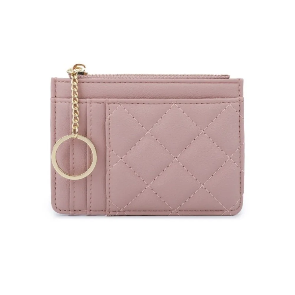 Fashion Short Hangging Card Bag Multifunction Colorful Pocket Purse with Keychain PU Leather Card Holder Male/Famale