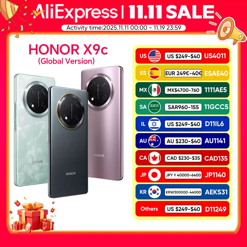 New HONOR X9c Global Version 5G Smartphone 6.78" Anti-drop 120Hz Curved Screen 108MP Triple Cameras 6600mAh Battery Android14